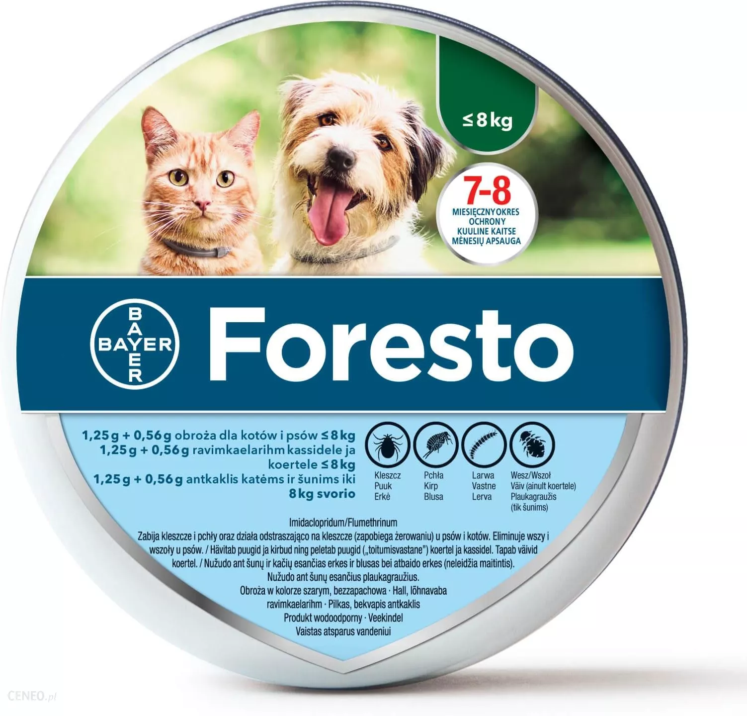 Foresto obroża dla kotów i psów <8kg przeciw kleszczom i pchłom